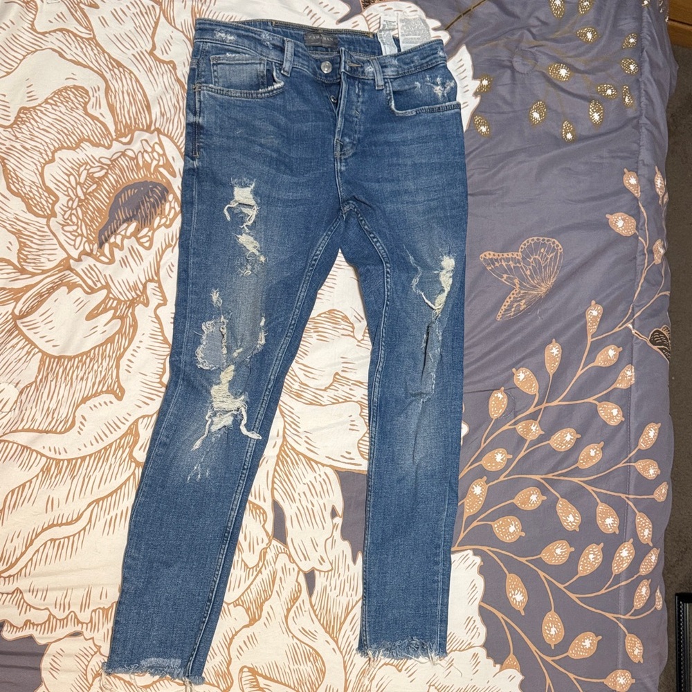 Zara Distressed Skinny Jeans in Blue